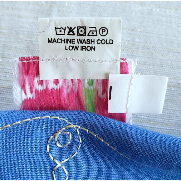 Boho Tunic Women L Blue Relaxed Top Lagenlook Peasant Hippie Coastal Embroidered - Picture 11 of 12